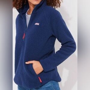 Vineyard Vines Sherpa Half Zip, Deep Bay Blue, Medium, Fleece